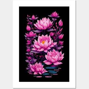 Pink Water lilies Posters and Art